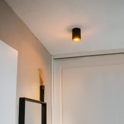 Plafondspot zwart met goud draai- en kantelbaar - Rondoo up