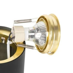 Plafondspot zwart met goud draai- en kantelbaar - Rondoo up