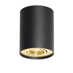 Plafondspot zwart met goud draai- en kantelbaar - Rondoo up