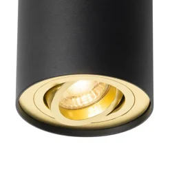 Plafondspot zwart met goud draai- en kantelbaar - Rondoo up