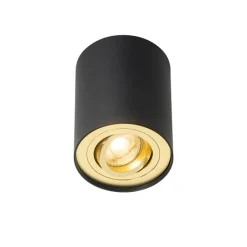 Plafondspot zwart met goud draai- en kantelbaar - Rondoo up