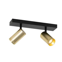 Plafondspot zwart met goud verstelbaar 2-lichts - Jeana Luxe