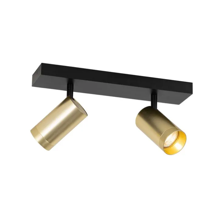 Plafondspot zwart met goud verstelbaar 2-lichts - Jeana Luxe