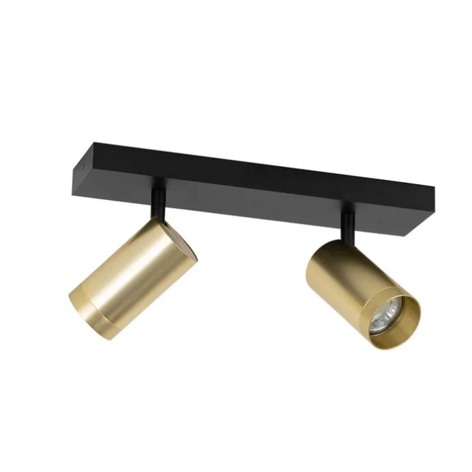 Plafondspot zwart met goud verstelbaar 2-lichts - Jeana Luxe