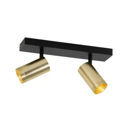 Plafondspot zwart met goud verstelbaar 2-lichts - Jeana Luxe