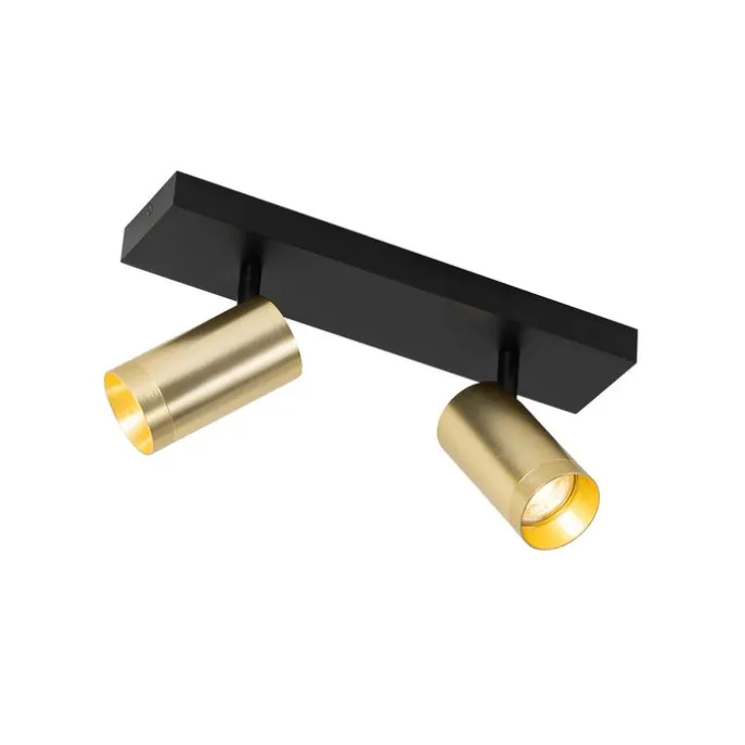 Plafondspot zwart met goud verstelbaar 2-lichts - Jeana Luxe