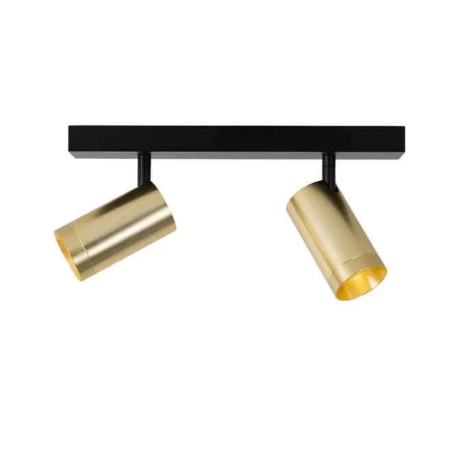 Plafondspot zwart met goud verstelbaar 2-lichts - Jeana Luxe