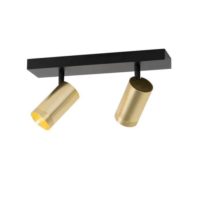 Plafondspot zwart met goud verstelbaar 2-lichts - Jeana Luxe
