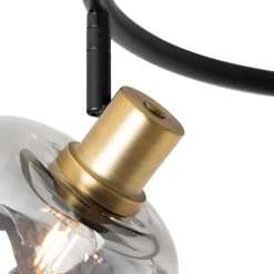 Plafondspot zwart met smoke glas rond 3-lichts - Zuzanna