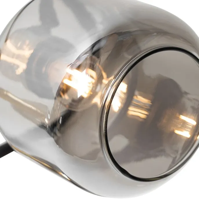 Plafondspot zwart met smoke glas rond 3-lichts - Zuzanna