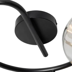 Plafondspot zwart met smoke glas rond 3-lichts - Zuzanna