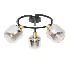 Plafondspot zwart met smoke glas rond 3-lichts - Zuzanna