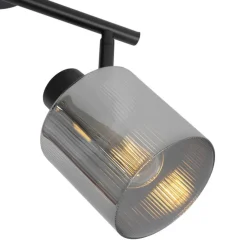 Plafondspot zwart met smoke glas 2-lichts verstelbaar - Laura