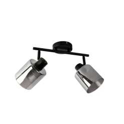 Plafondspot zwart met smoke glas 2-lichts verstelbaar - Laura