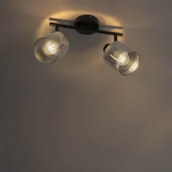 Plafondspot zwart met smoke glas 2-lichts verstelbaar - Laura