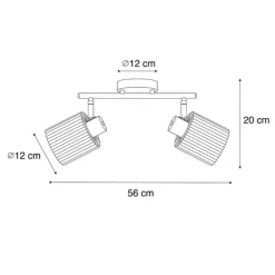 Plafondspot zwart met smoke glas 2-lichts verstelbaar - Laura