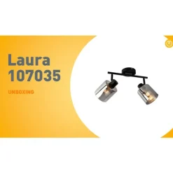 Plafondspot zwart met smoke glas 2-lichts verstelbaar - Laura