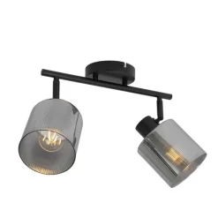 Plafondspot zwart met smoke glas 2-lichts verstelbaar - Laura