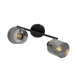 Plafondspot zwart met smoke glas 2-lichts verstelbaar - Laura