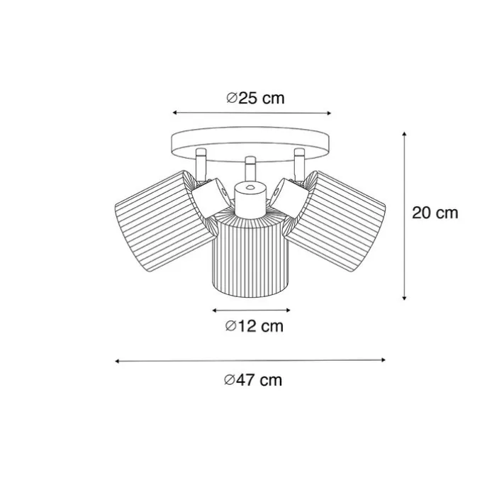 Plafondspot zwart met smoke glas rond 3-lichts verstelbaar - Laura