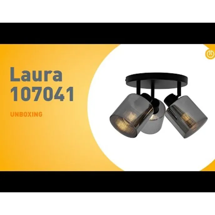 Plafondspot zwart met smoke glas rond 3-lichts verstelbaar - Laura