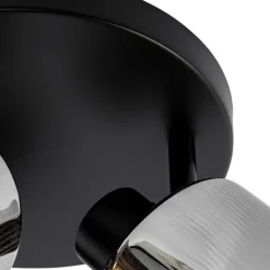 Plafondspot zwart met smoke glas rond 3-lichts verstelbaar - Laura