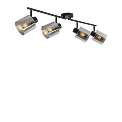 Plafondspot zwart met smoke glas 4-lichts verstelbaar - Laura