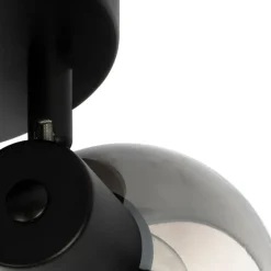 Plafondspot zwart met smoke glas 3-lichts - Vidro