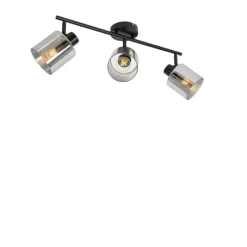 Plafondspot zwart met smoke glas 3-lichts verstelbaar - Laura