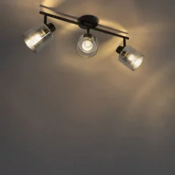 Plafondspot zwart met smoke glas 3-lichts verstelbaar - Laura