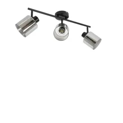 Plafondspot zwart met smoke glas 3-lichts verstelbaar - Laura