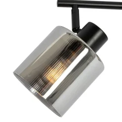 Plafondspot zwart met smoke glas 3-lichts verstelbaar - Laura