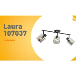 Plafondspot zwart met smoke glas 3-lichts verstelbaar - Laura