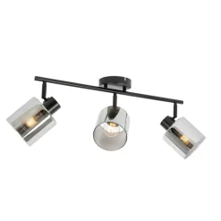 Plafondspot zwart met smoke glas 3-lichts verstelbaar - Laura