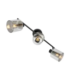 Plafondspot zwart met smoke glas 3-lichts verstelbaar - Laura