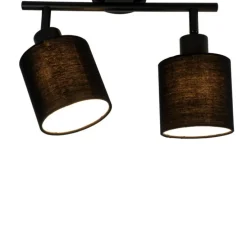 Plafondspot zwart met zwarte kap 2-lichts verstelbaar - Hetta