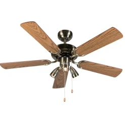 Plafondventilator brons met hout 110cm 3-lichts met trekschakelaar - Mistral