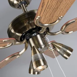 Plafondventilator brons met hout 110cm 3-lichts met trekschakelaar - Mistral