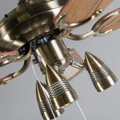 Plafondventilator brons met hout 110cm 3-lichts met trekschakelaar - Mistral