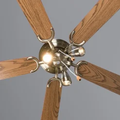 Plafondventilator brons met hout 110cm 3-lichts met trekschakelaar - Mistral