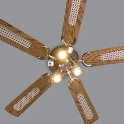 Plafondventilator brons met hout 110cm 3-lichts met trekschakelaar - Mistral
