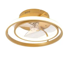 Plafondventilator goud 46.5cm incl. LED met afstandsbediening - Kees
