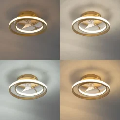 Plafondventilator goud 46.5cm incl. LED met afstandsbediening - Kees