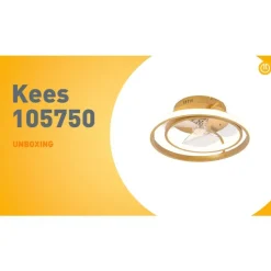 Plafondventilator goud 46.5cm incl. LED met afstandsbediening - Kees