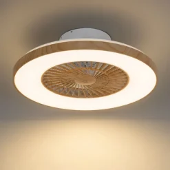 Plafondventilator hout print 60cm incl. LED dimbaar met afstandsbediening - Climo