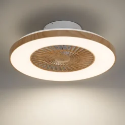 Plafondventilator hout print 60cm incl. LED dimbaar met afstandsbediening - Climo