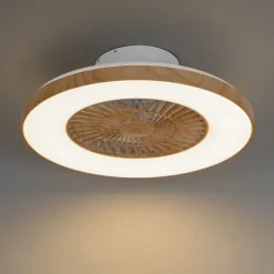 Plafondventilator hout print 60cm incl. LED dimbaar met afstandsbediening - Climo