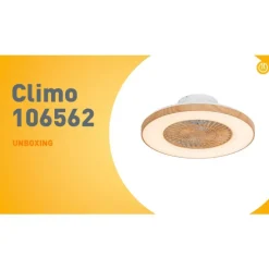 Plafondventilator hout print 60cm incl. LED dimbaar met afstandsbediening - Climo