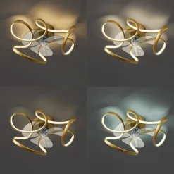 Plafondventilator messing 55cm incl. LED dimbaar met afstandsbediening - Mandy