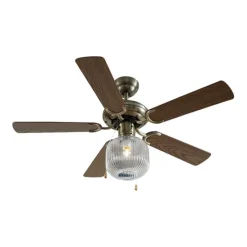 Plafondventilator messing met hout 107.5cm met trekschakelaar - Mistral Karel